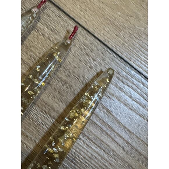 Vintage (5) Lucite 12” MCM Lucite Display Candles Clear With Gold Flecks 1960s - Picture 13 of 16